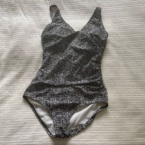 Black and White Speedo One Piece Bathing Suit